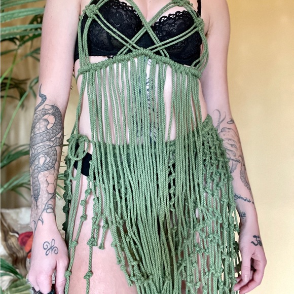 Handmade Macramé Wrap Around Rope Skirt - Picture 5 of 16
